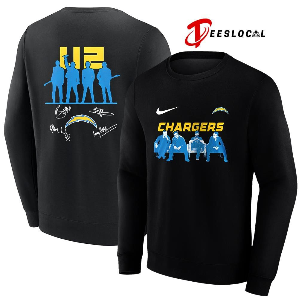 Los Angeles Chargers x U2 band signature silhouette shirt