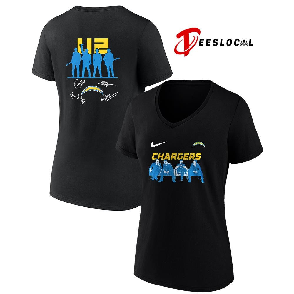 Los Angeles Chargers x U2 band signature silhouette shirt