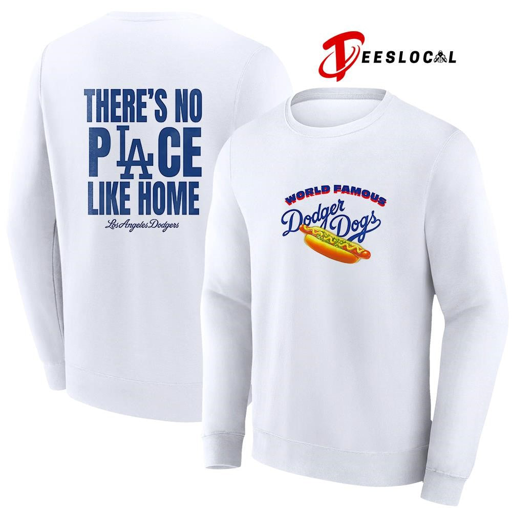 Los Angeles Dodgers Dogs world famous there’s no place like home hot dog shirt