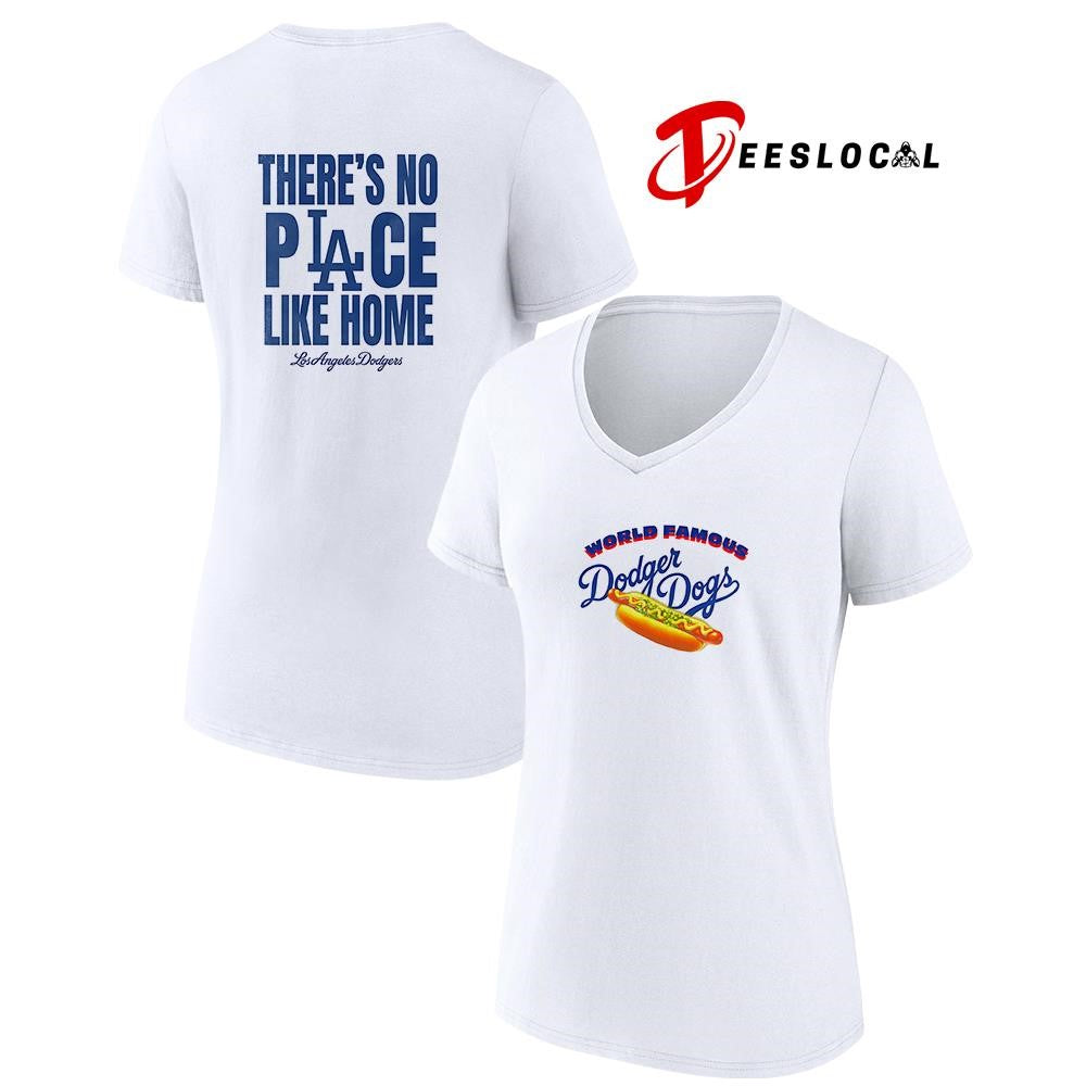 Los Angeles Dodgers Dogs world famous there’s no place like home hot dog shirt