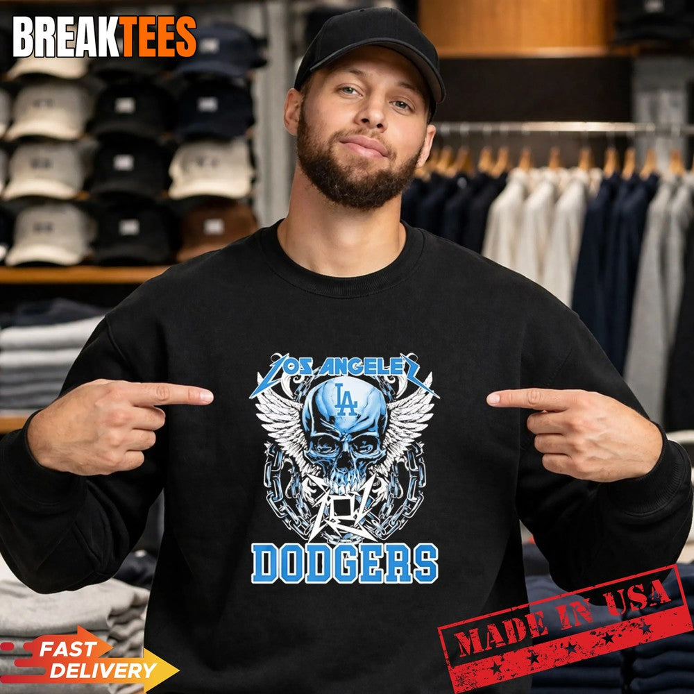 Los Angeles Dodgers Skull MLB T-Shirt