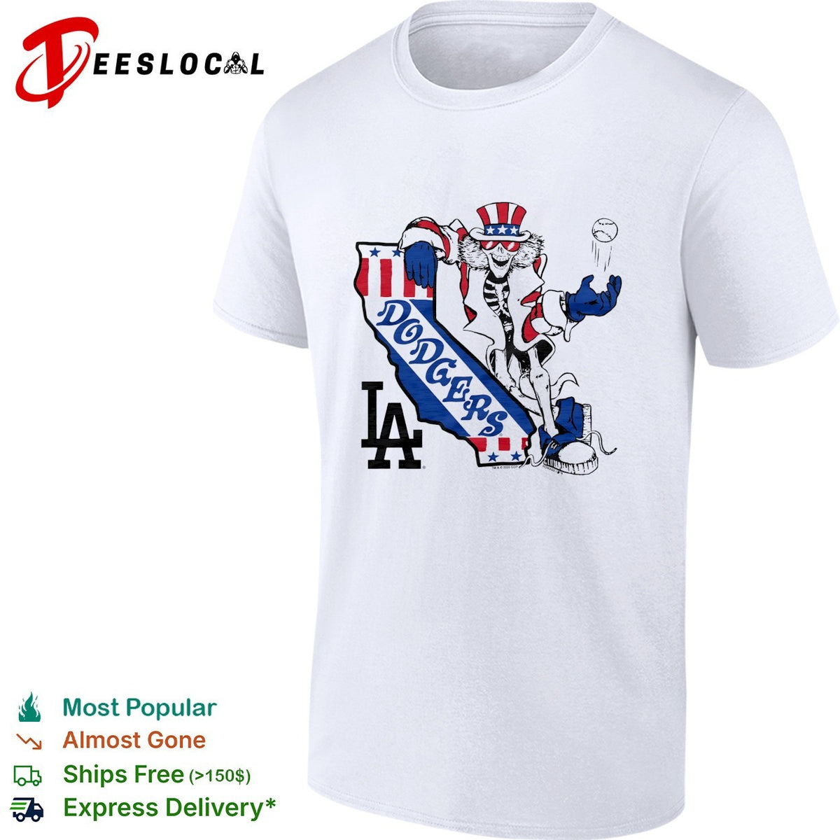 Los Angeles Dodgers x Grateful Dead Uncle Sam graphic shirt