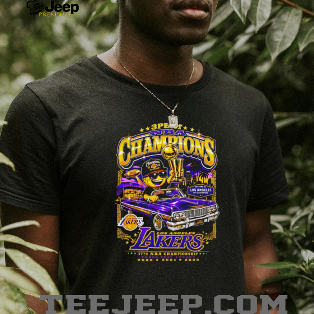 Los Angeles Lakers 3 Peat NBA Champions Car T Shirt