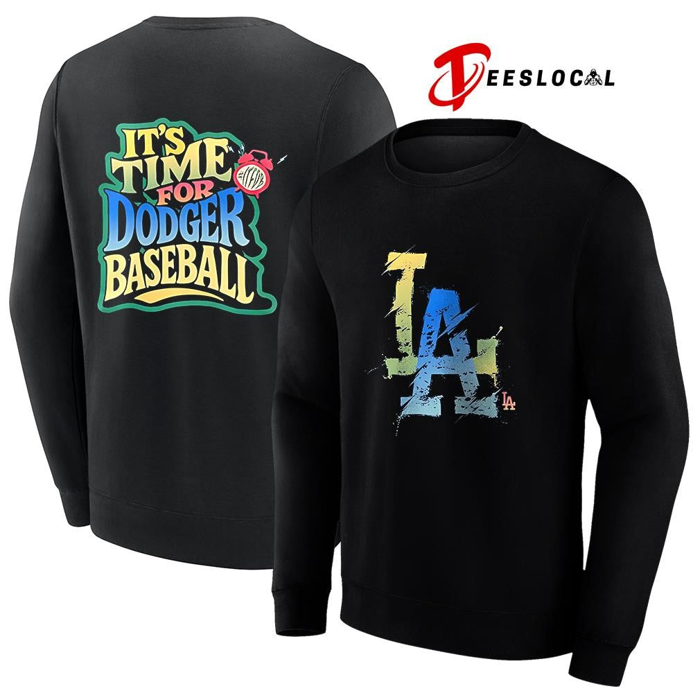 LosAngelesDodgersit’stimeforDodgersbaseballcolorfullogoshirt