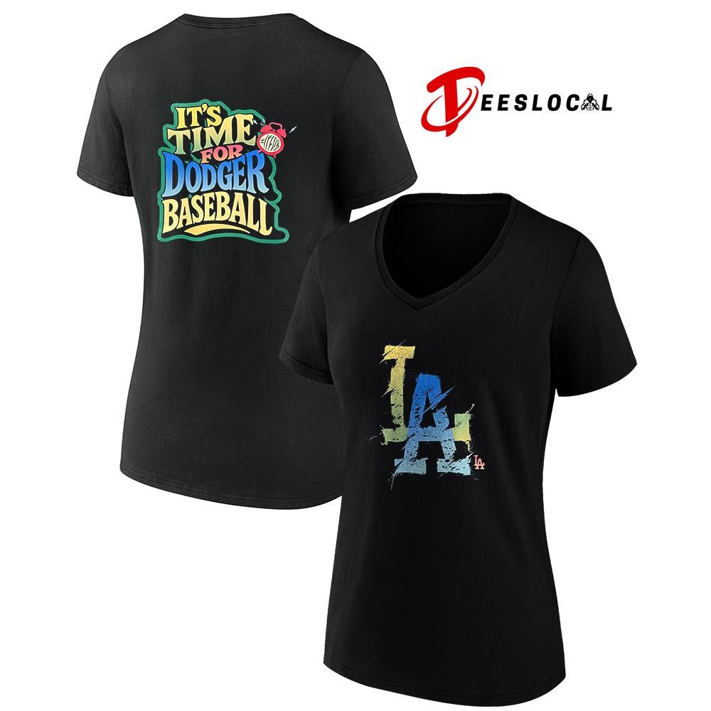 LosAngelesDodgersit’stimeforDodgersbaseballcolorfullogoshirt