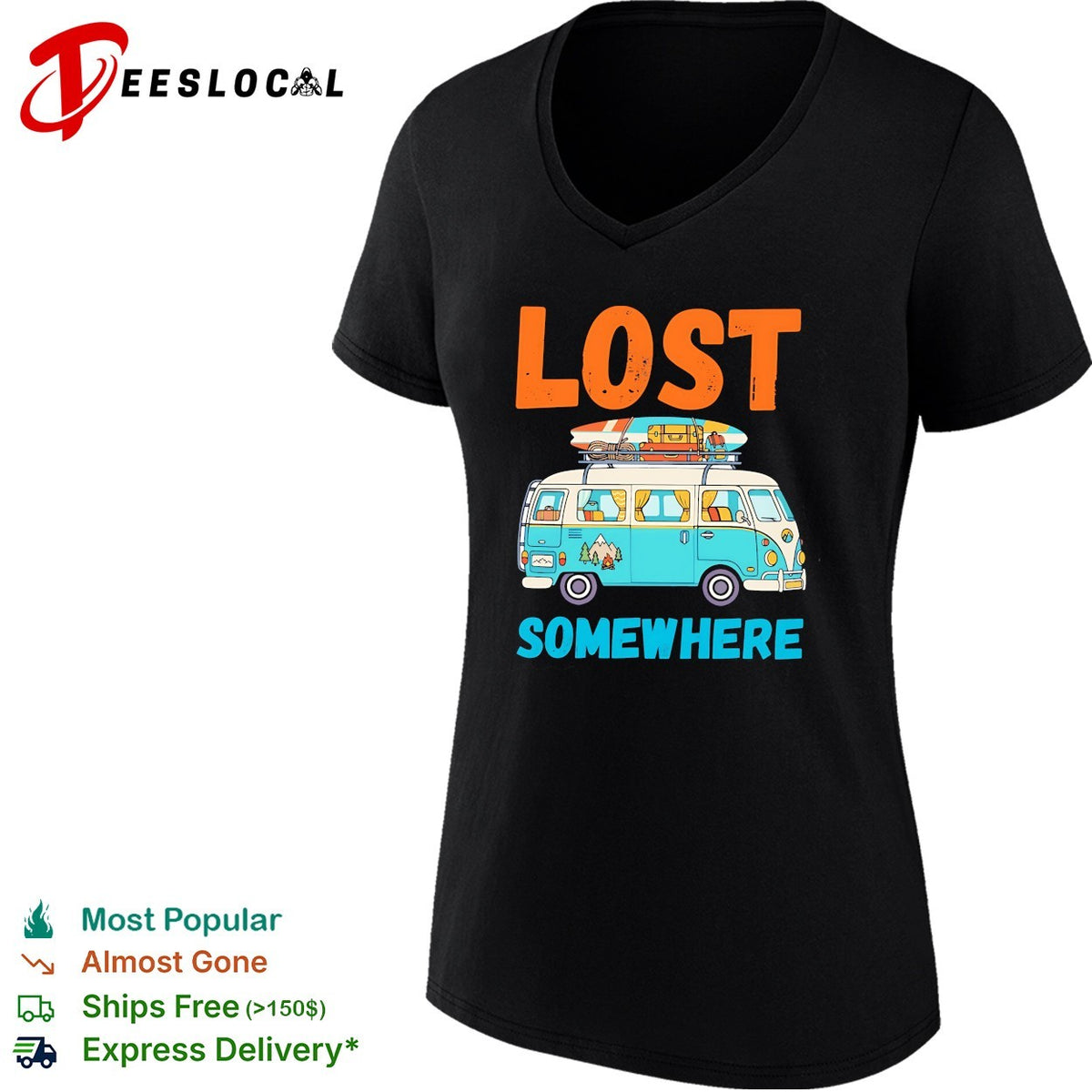 Lost somewhere VW van camper road trip adventure shirt