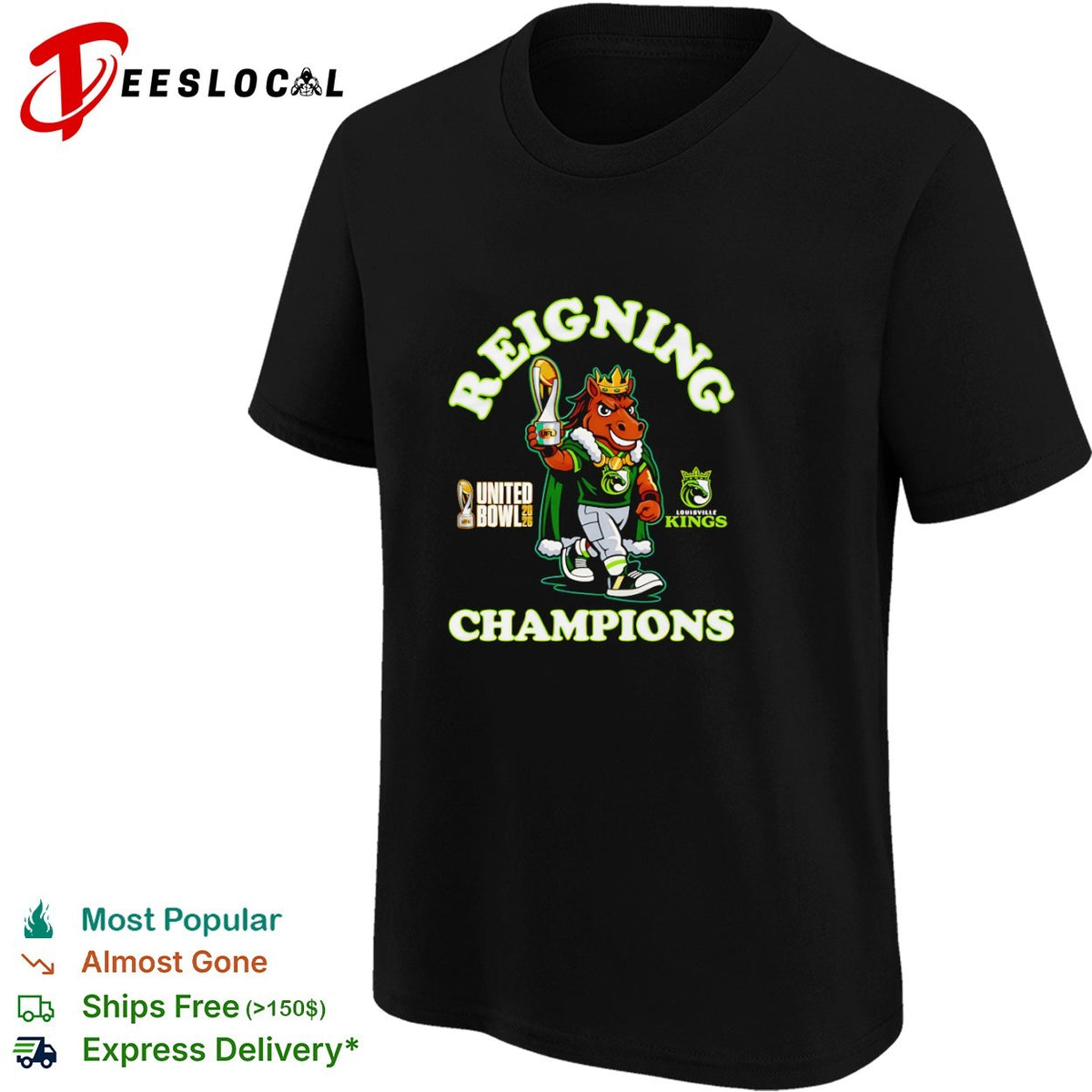 Louisville Kings Reigning Champions United Bowl 2026 UFL Mascot Football Shirt