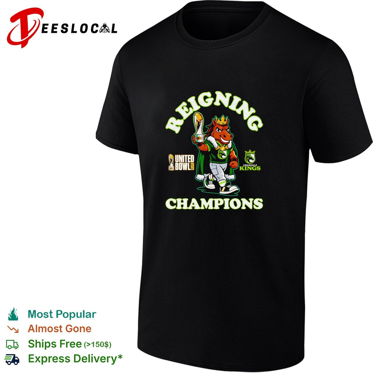 Louisville Kings Reigning Champions United Bowl 2026 UFL Mascot Football Shirt
