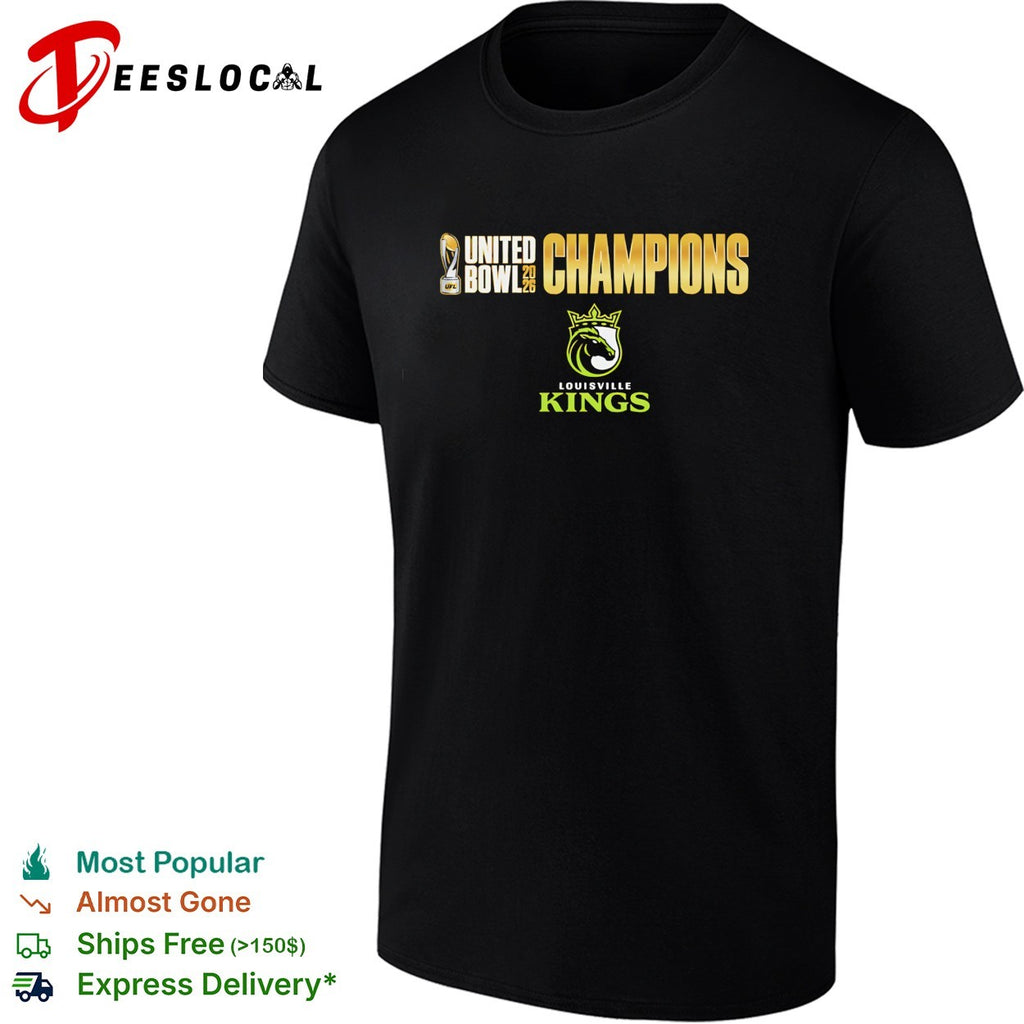 Louisville Kings UFL United Bowl 2026 Champions bold varsity text logo shirt