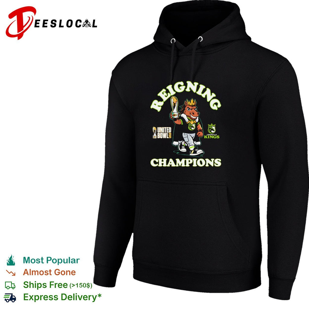 Louisville Kings UFL United Bowl 2026 reigning champions horse mascot trophy shirt