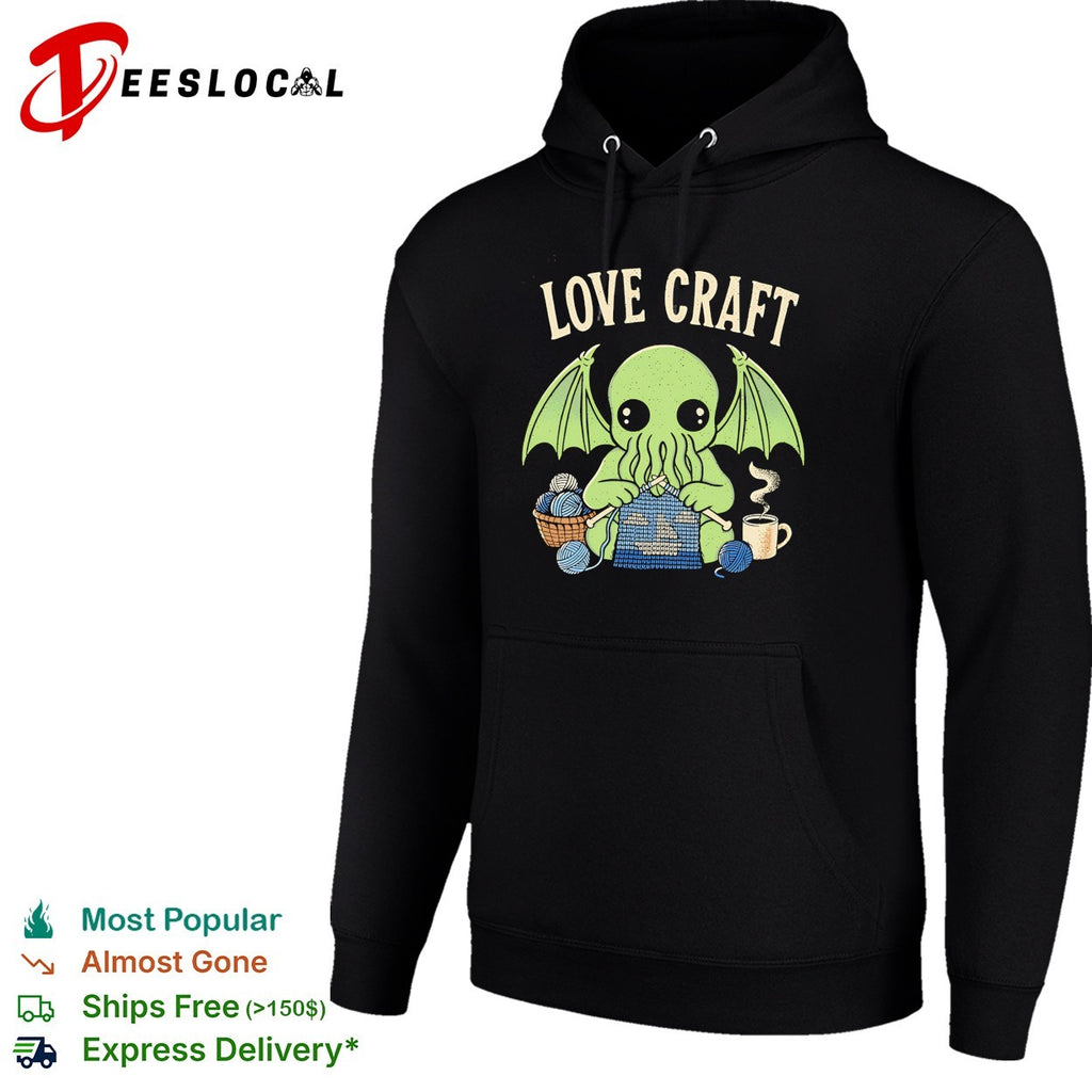 Love Craft Cthulhu Knitting Yarn Coffee Steam Parody Pop Culture Mythos Shirt
