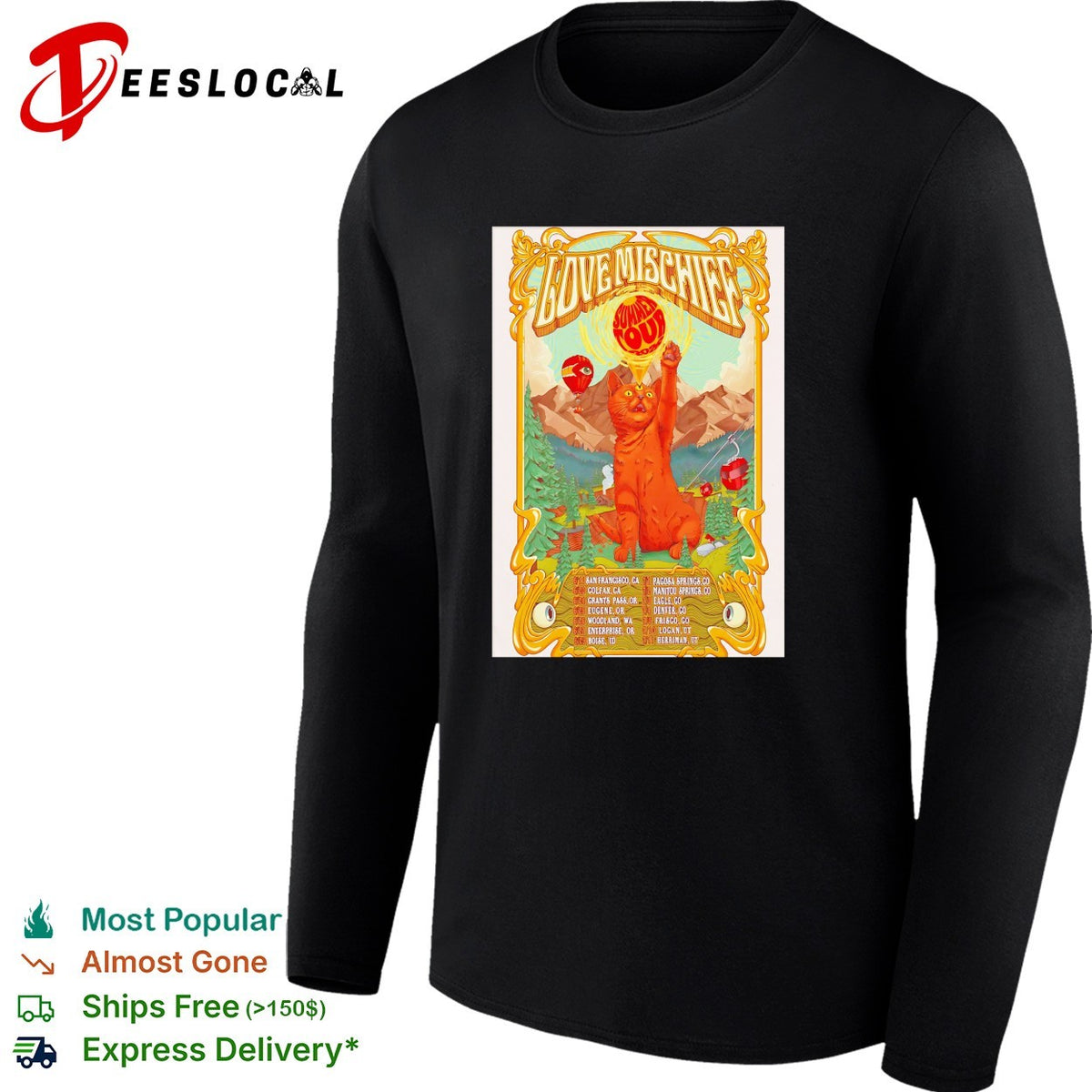 Love Mischief Summer Tour 2024 Cat Mountain Concert Poster Art Schedule shirt