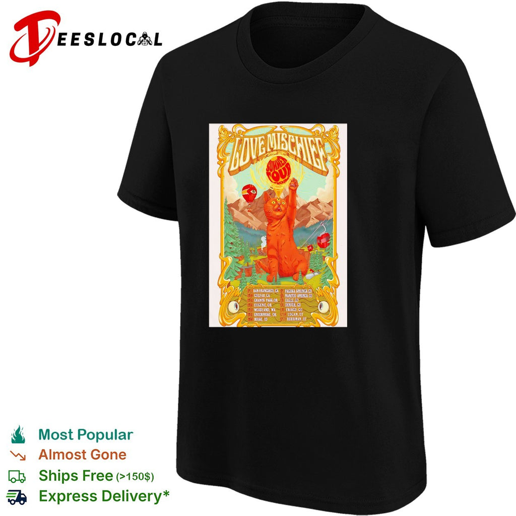 Love Mischief Summer Tour 2024 Cat Mountain Concert Poster Art Schedule shirt
