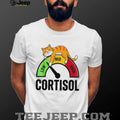 Low Mid High Cortisol Levels Funny Ginger Cat Stress Meter Tee