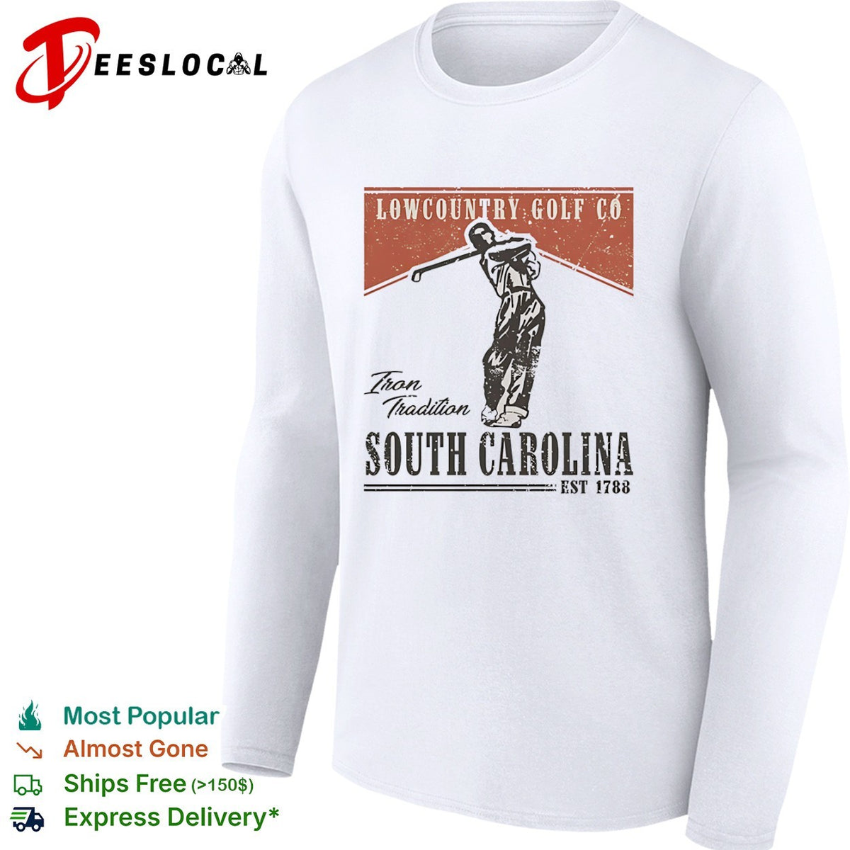Lowcountry Golf Co Iron Tradition South Carolina est 1788 golf sport shirt