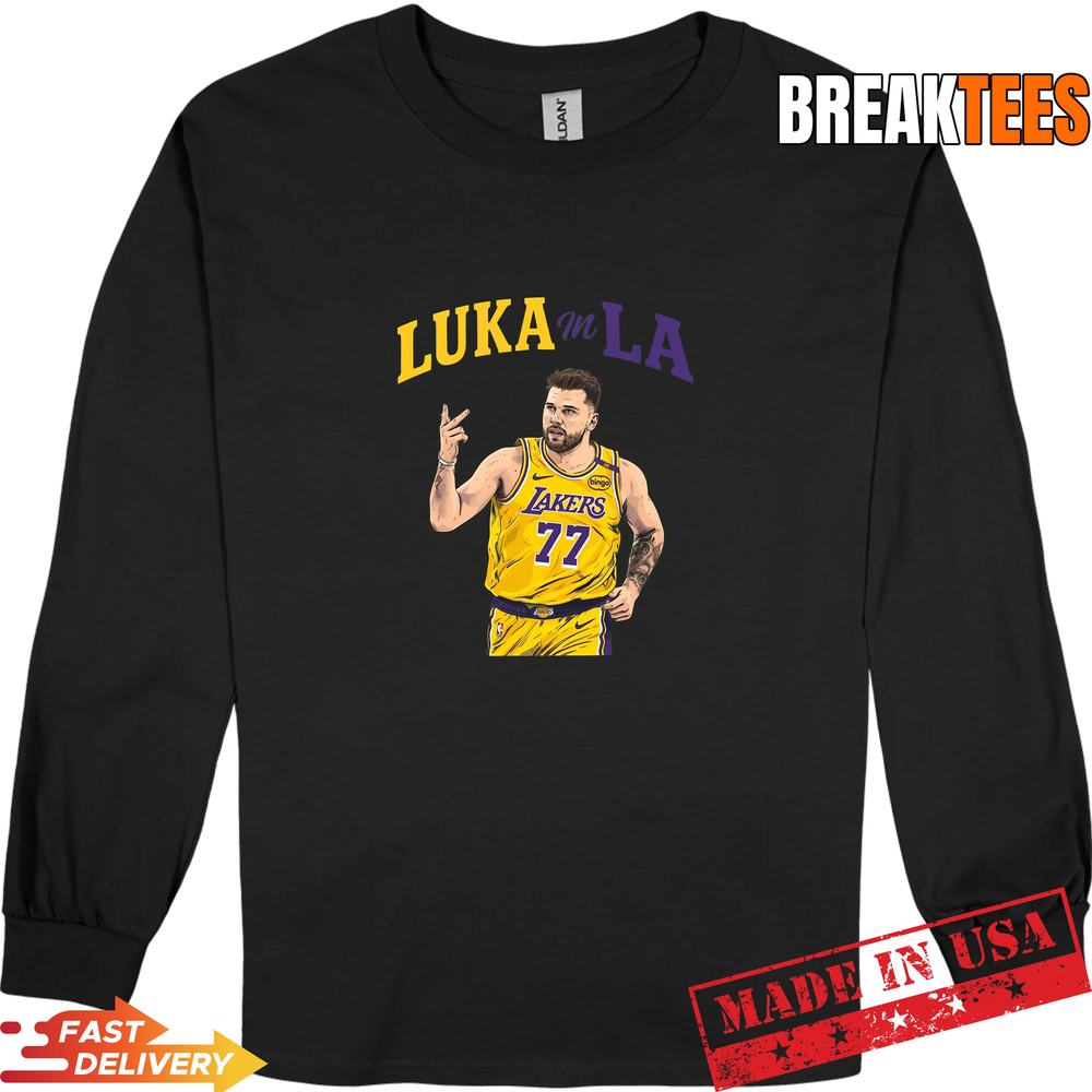 Luka Doncic #77 Lakers Purple and Gold Shirt – NBA Fantasy Concept Graphic Tee