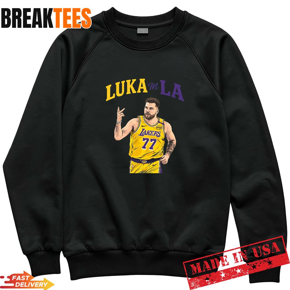 Luka Doncic #77 Lakers Purple and Gold Shirt – NBA Fantasy Concept Graphic Tee