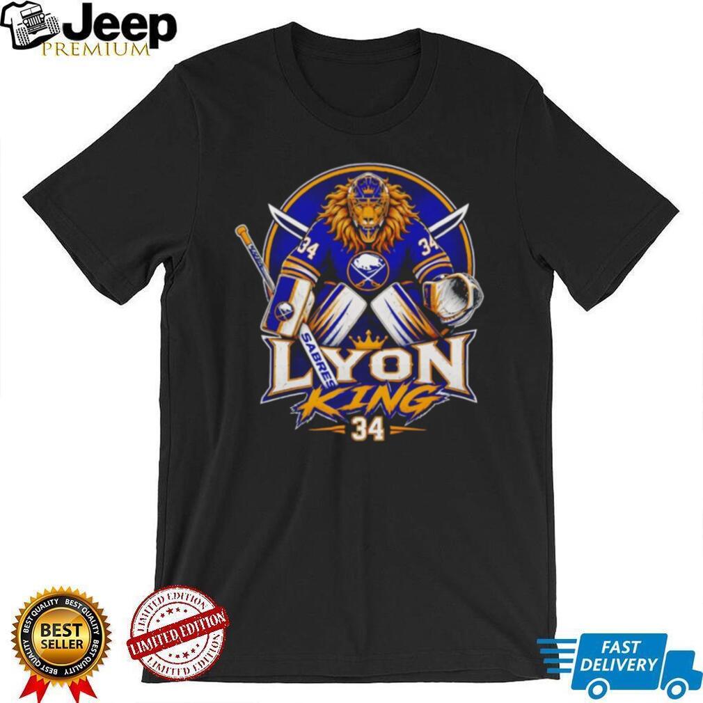 Lyon King #34 Alex Lyon Buffalo Sabres Goalie King Lion T Shirt
