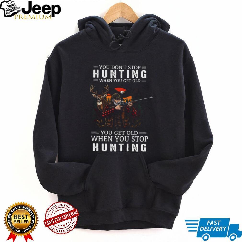 You Get Old When You Stop Hunting Deer Hunter Eagle Flag Vintage Style T Shirt