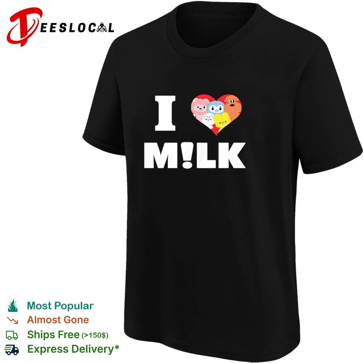 MILK NewJeans Bunny Characters I Love Milk NewJeans Members Heart Fan Art shirt