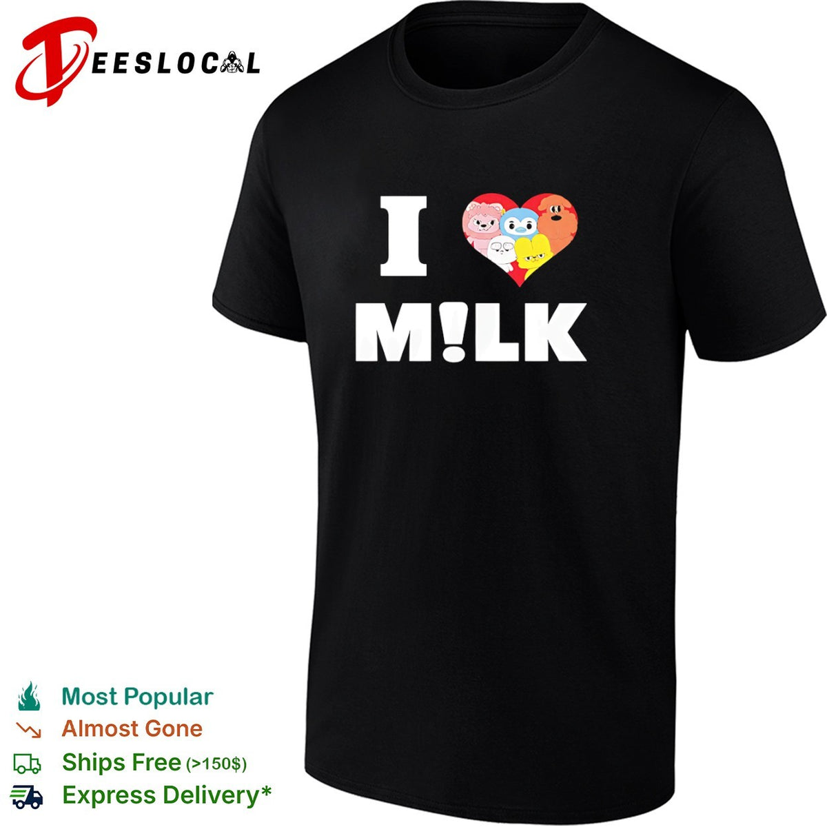 MILK NewJeans Bunny Characters I Love Milk NewJeans Members Heart Fan Art shirt
