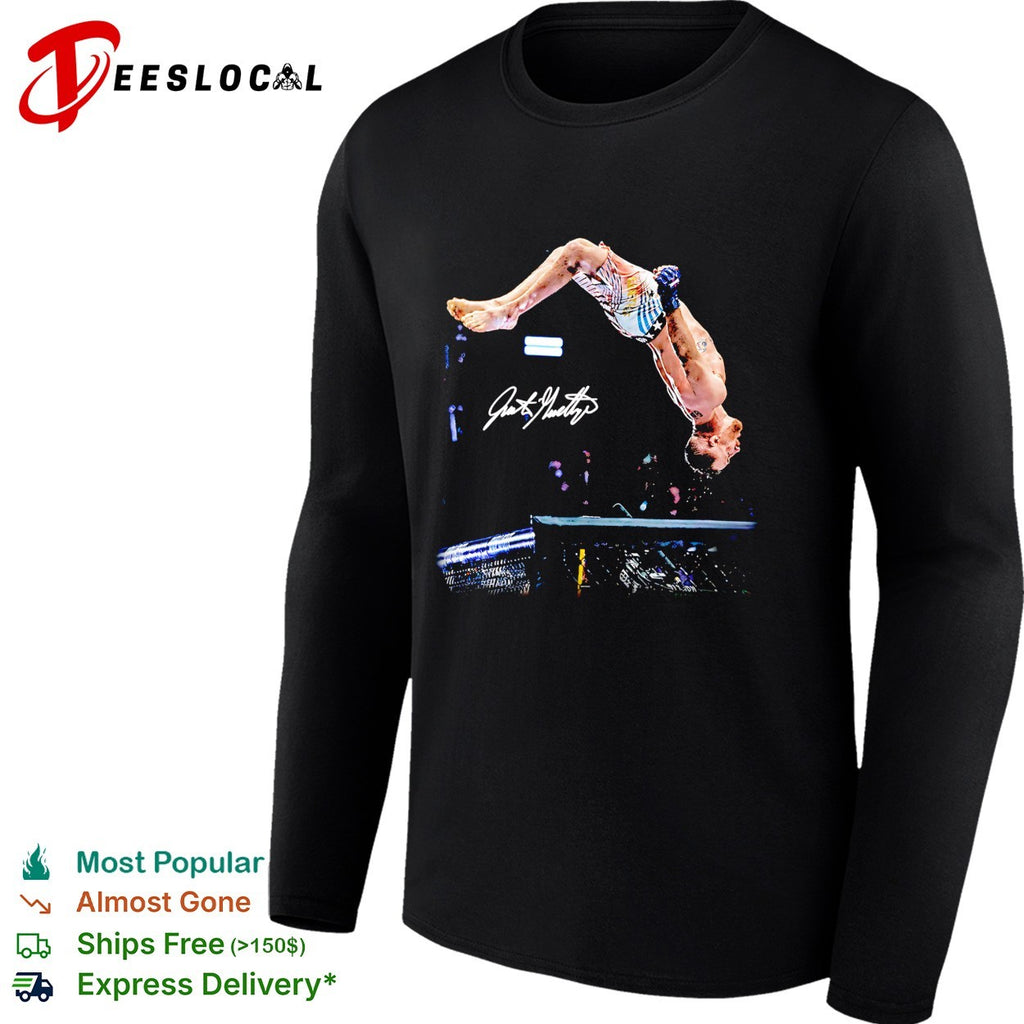 MMA fighter signature backflip aerial arena celebration photo art shirt