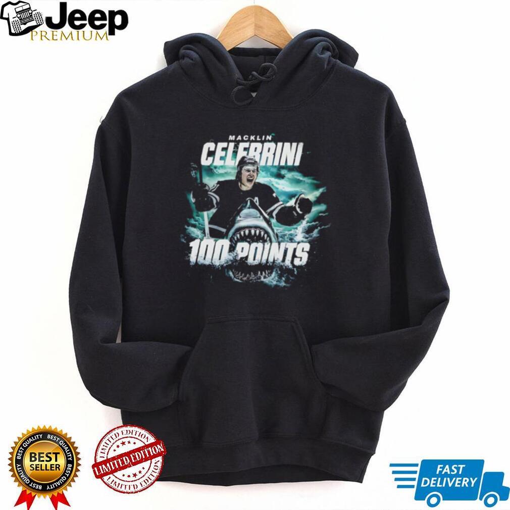 Macklin Celebrini 100 Points Hockey Shark Attack Graphic T Shirt