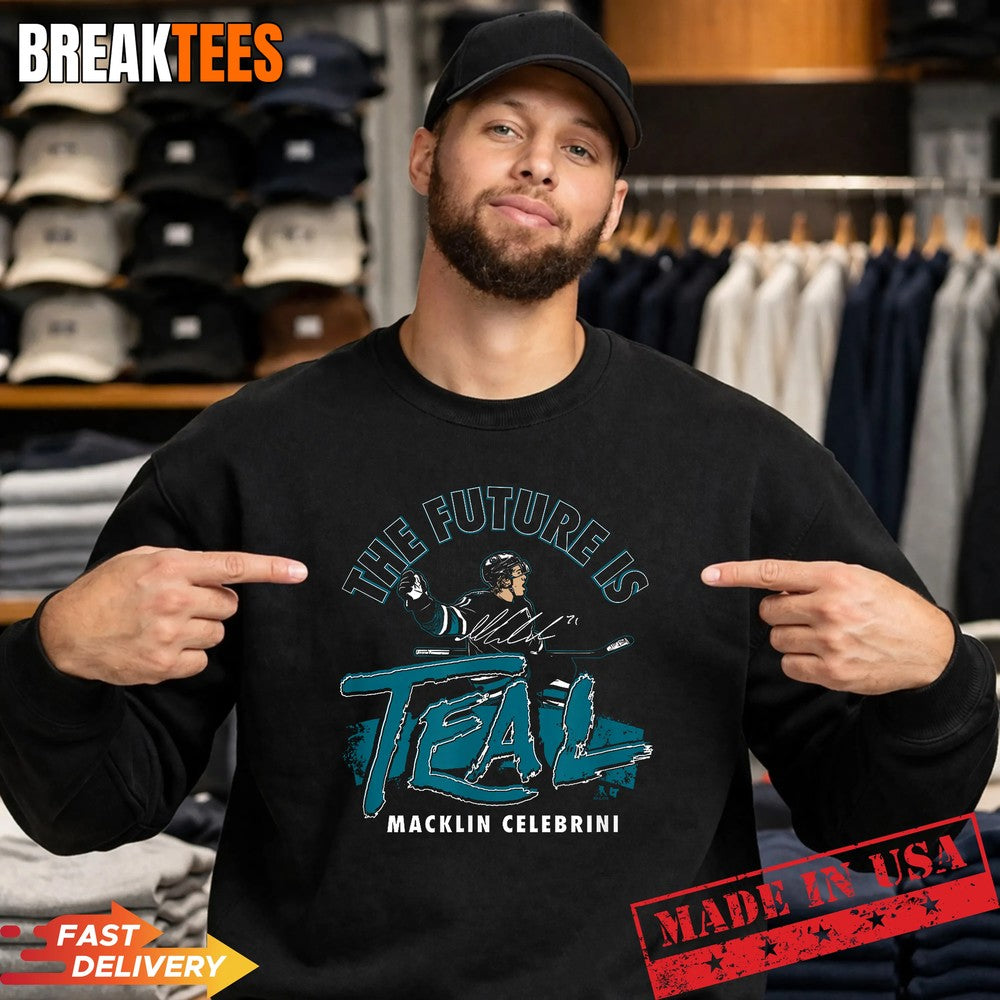 Macklin Celebrini The Future is Teal San Jose Hockey Shirt