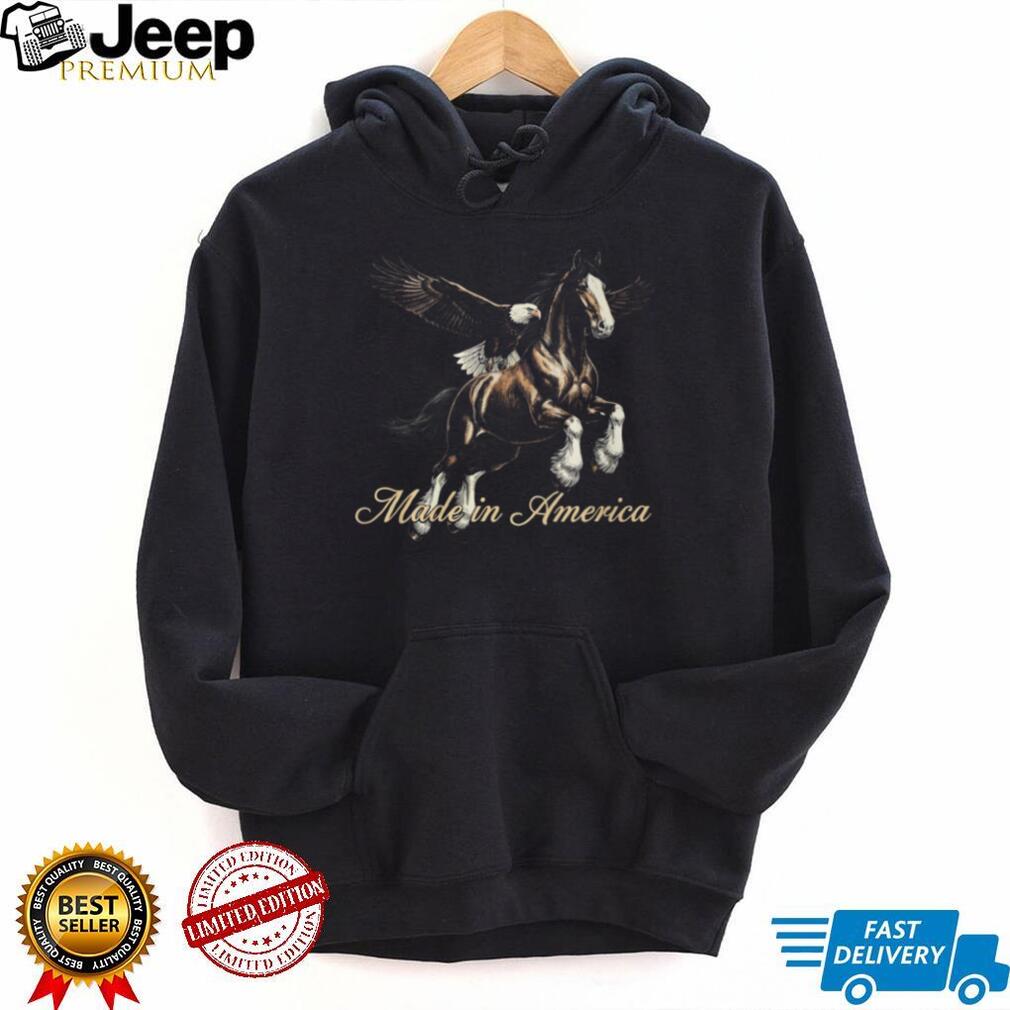 Made In America Majestic Horse and Bald Eagle Graphic T Shirt