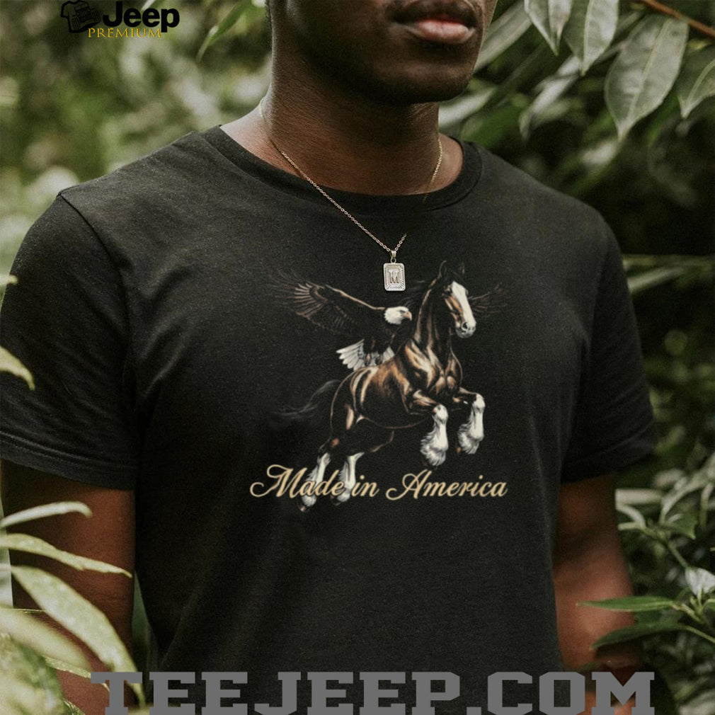 Made In America Majestic Horse and Bald Eagle Graphic T Shirt