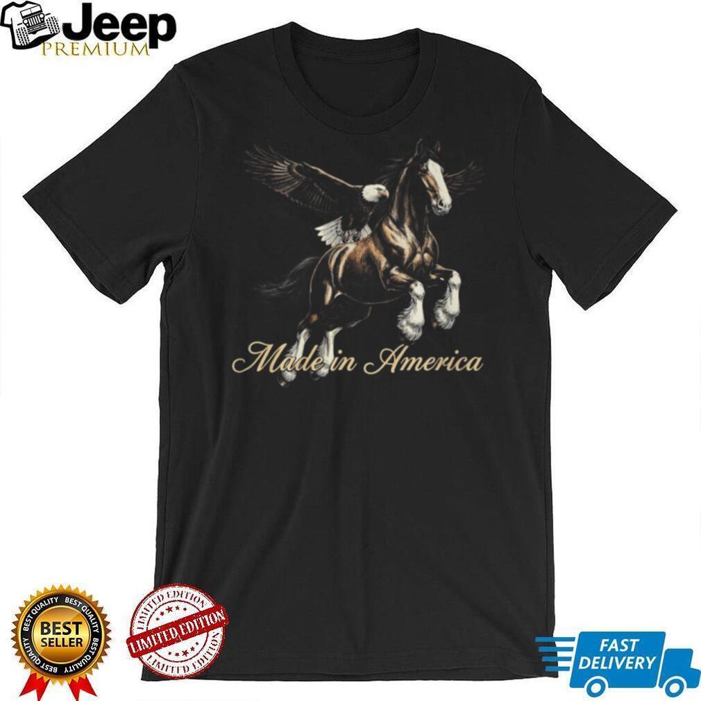 Made In America Majestic Horse and Bald Eagle Graphic T Shirt