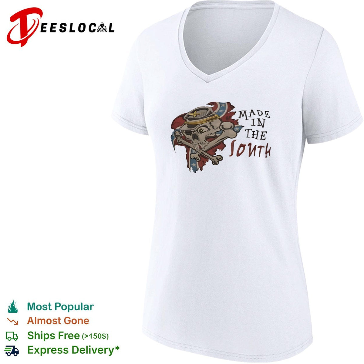 Made in the South Confederate States Army Skull and Crossbones shirt