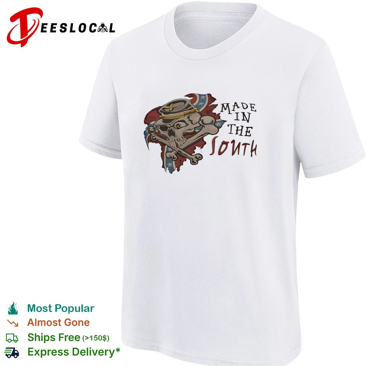 Made in the South Confederate States Army Skull and Crossbones shirt