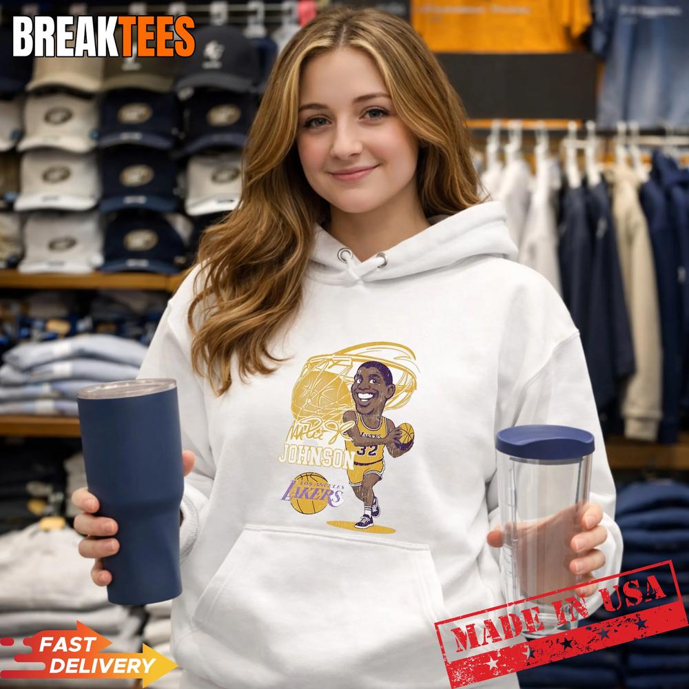 Magic Johnson Los Angeles Lakers NBA Signature Caricature T-Shirt