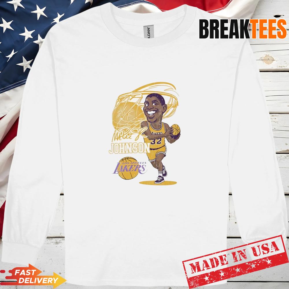 Magic Johnson Los Angeles Lakers NBA Signature Caricature T-Shirt
