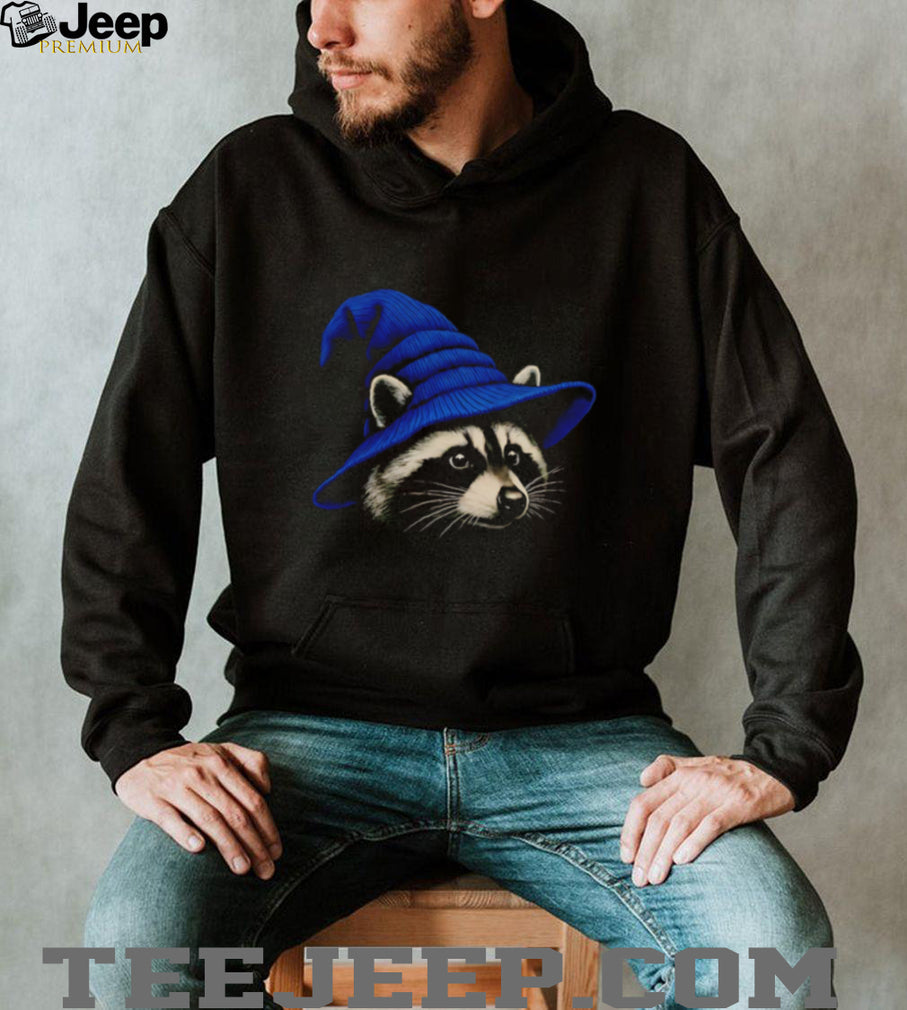 Magic Raccoon Blue Wizard Hat Trash Panda Fantasy Halloween T Shirt