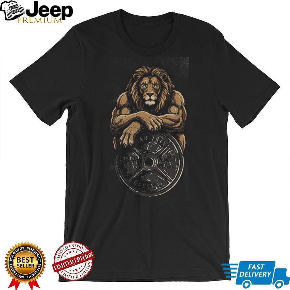 Majestic Lion Resting on Barbell Plate Gym T Shirt