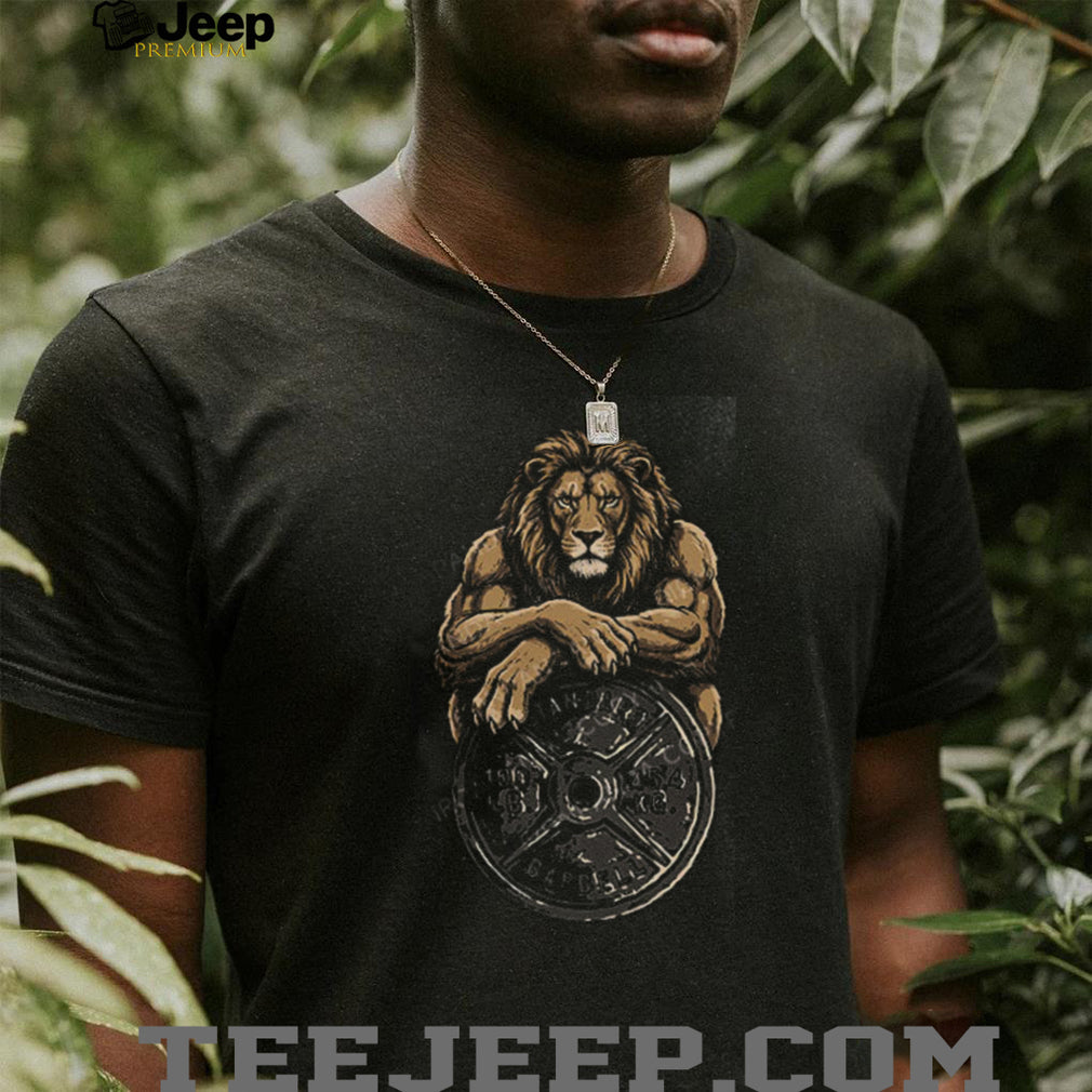 Majestic Lion Resting on Barbell Plate Gym T Shirt