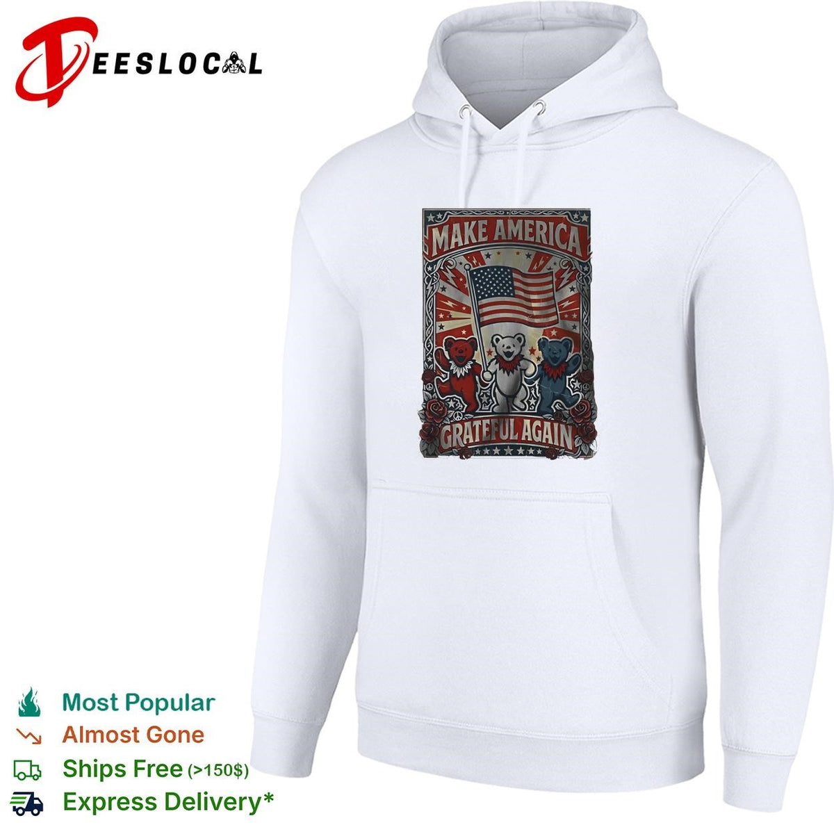 Make America grateful again bears flag roses vintage poster shirt