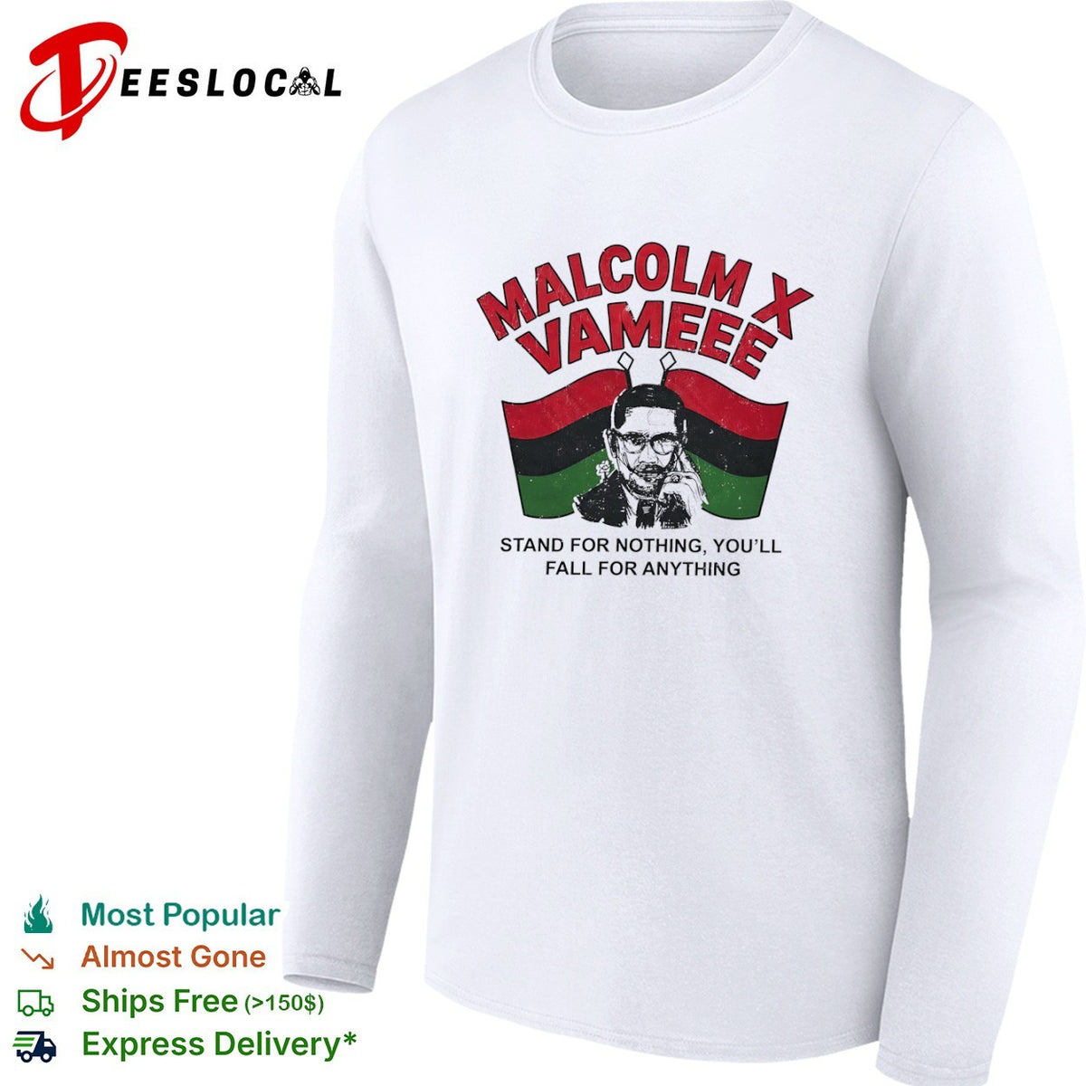 Malcolm X Vameee Stand for nothing you will fall for anything shirt