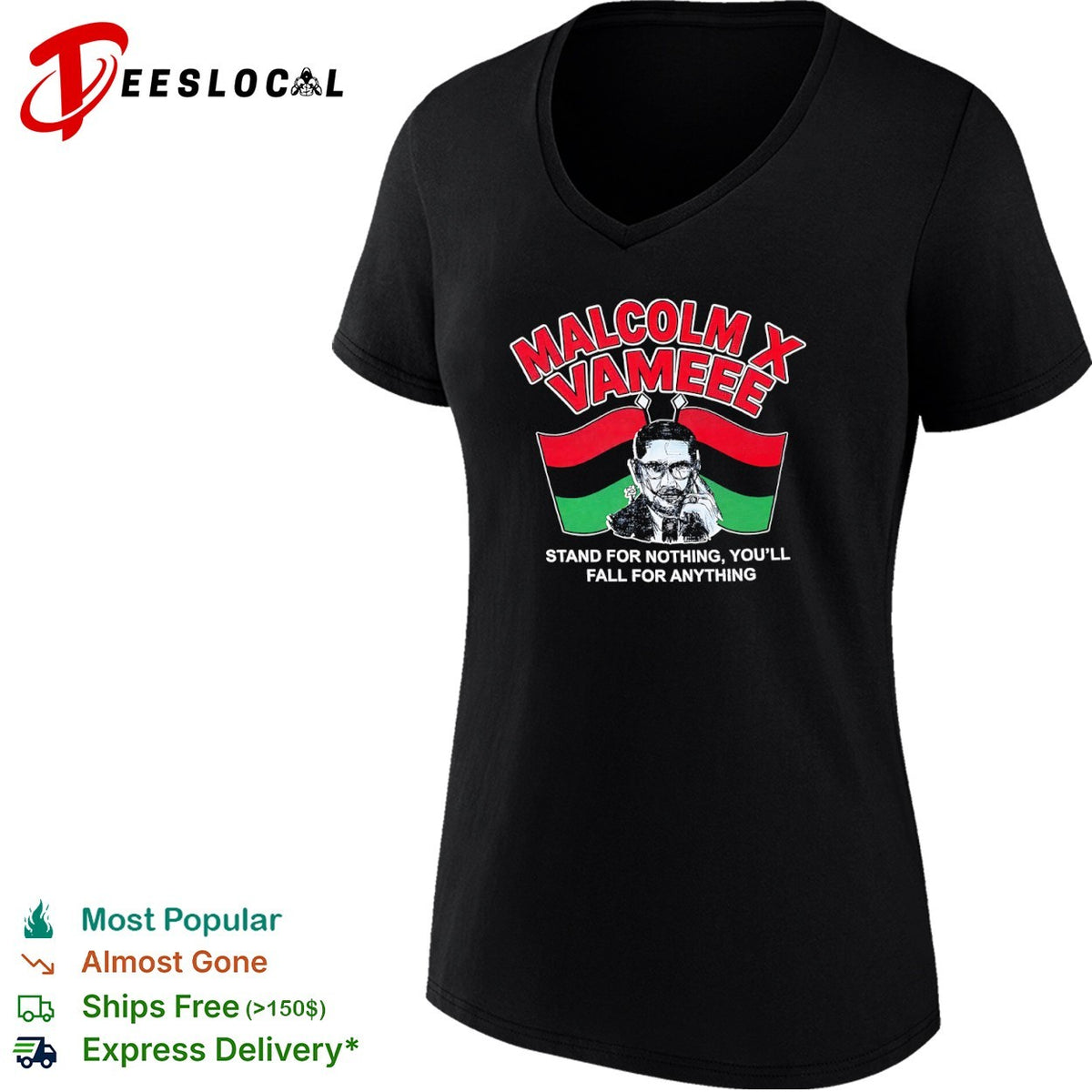 Malcolm X Vameee Stand for nothing you’ll fall for anything shirt