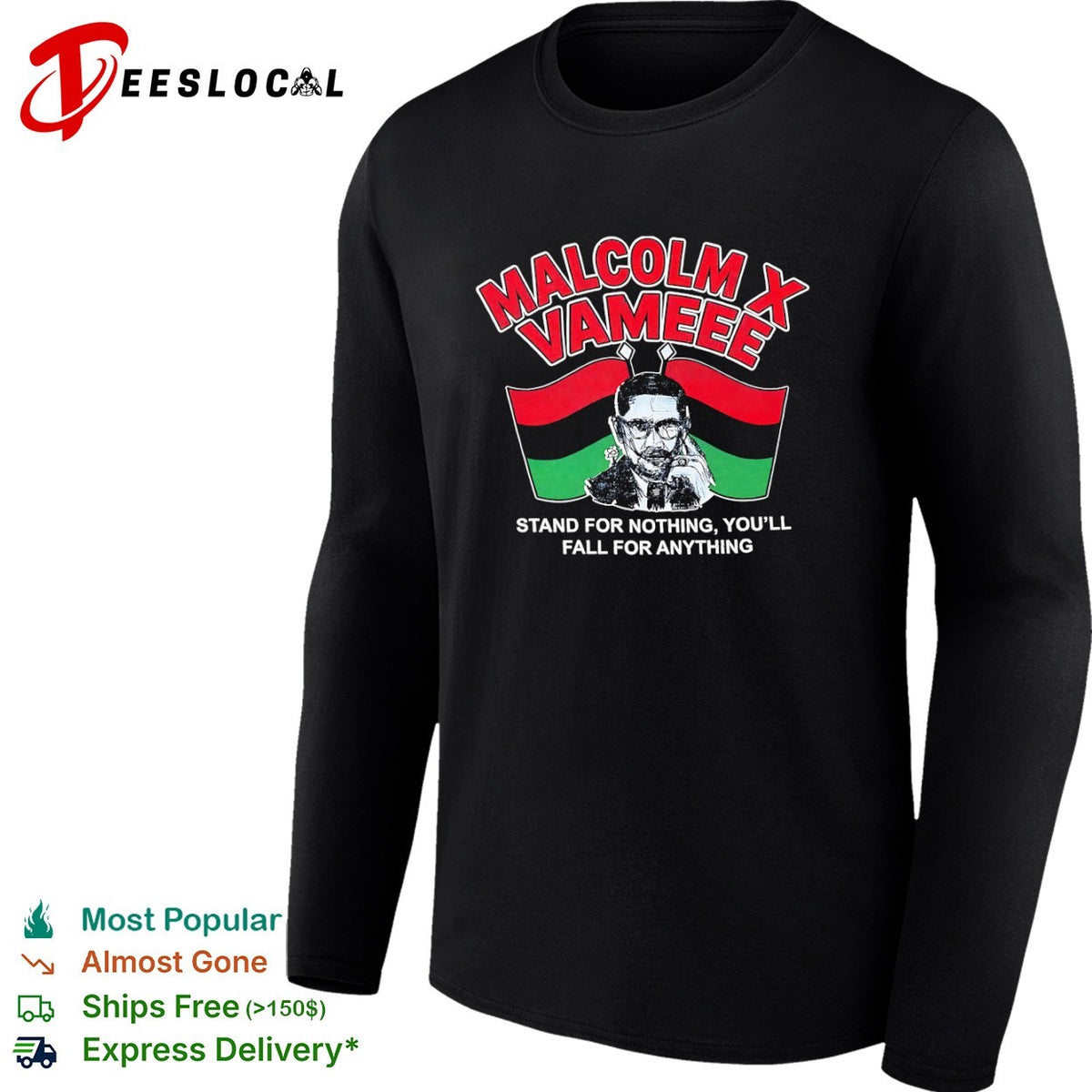 Malcolm X Vameee Stand for nothing you’ll fall for anything shirt