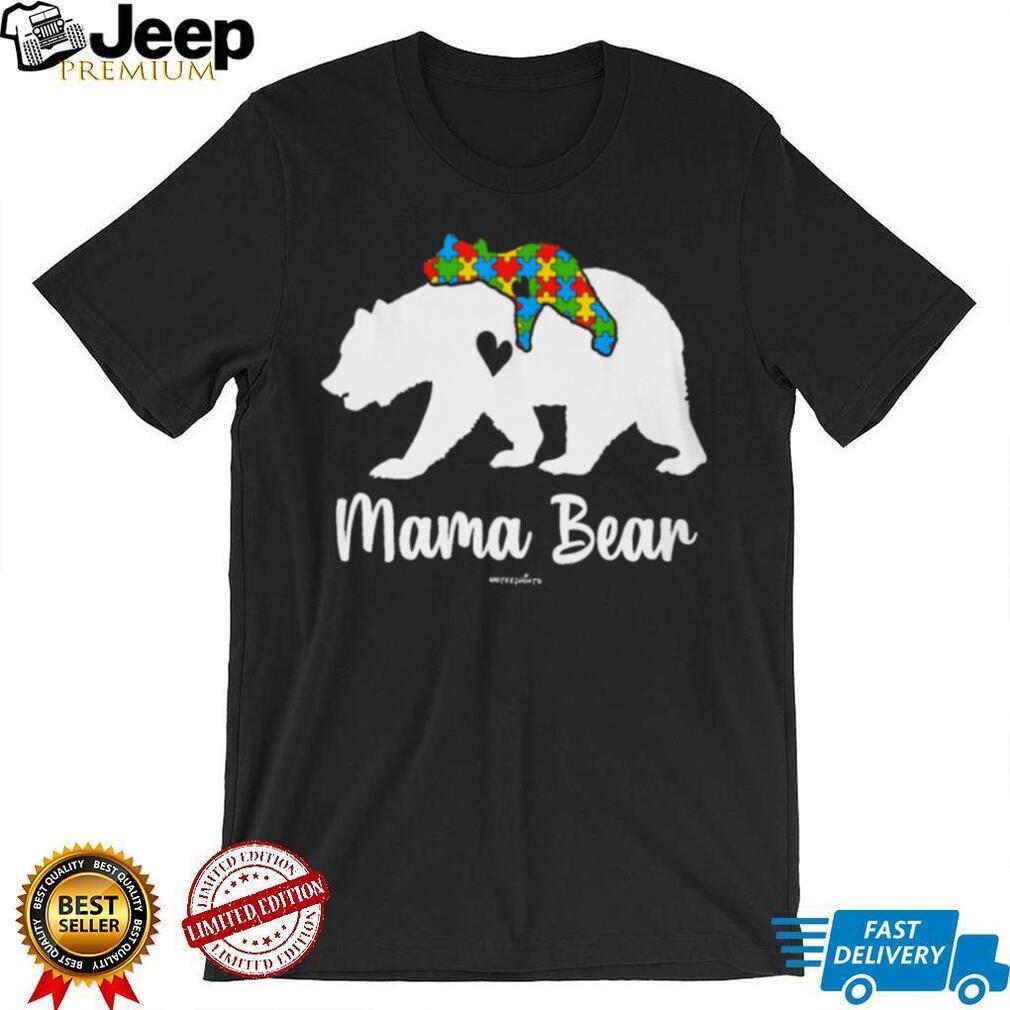 Mama Bear Autism Awareness Puzzle Piece Silhouette Support T Shirt