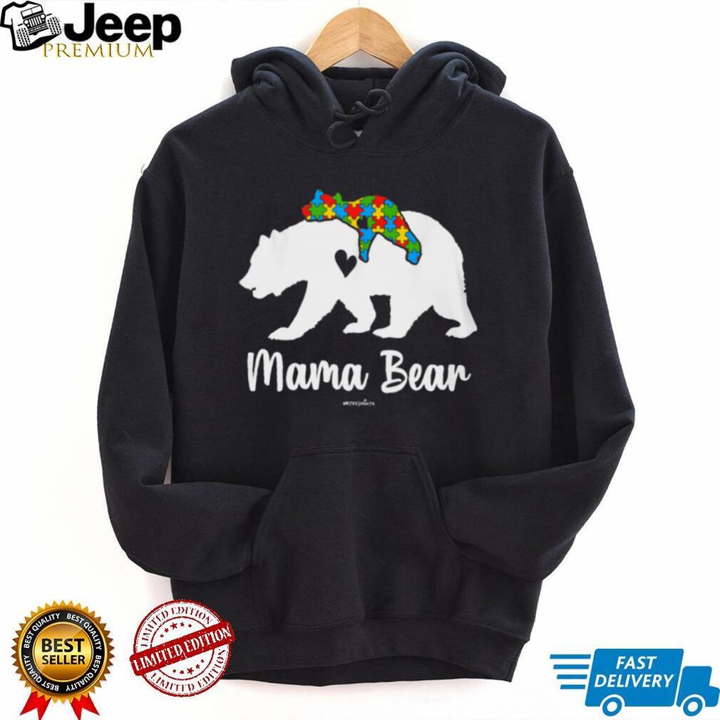 Mama Bear Autism Awareness Puzzle Piece Silhouette Support T Shirt