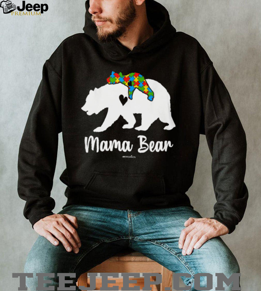 Mama Bear Autism Awareness Puzzle Piece Silhouette Support T Shirt