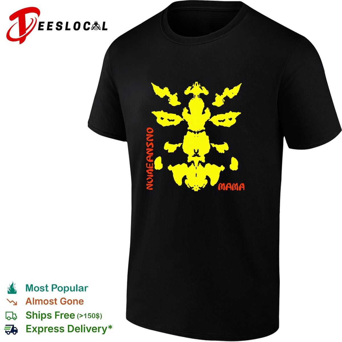 Mama Rorschach inkblot symmetry yellow black bold art shirt