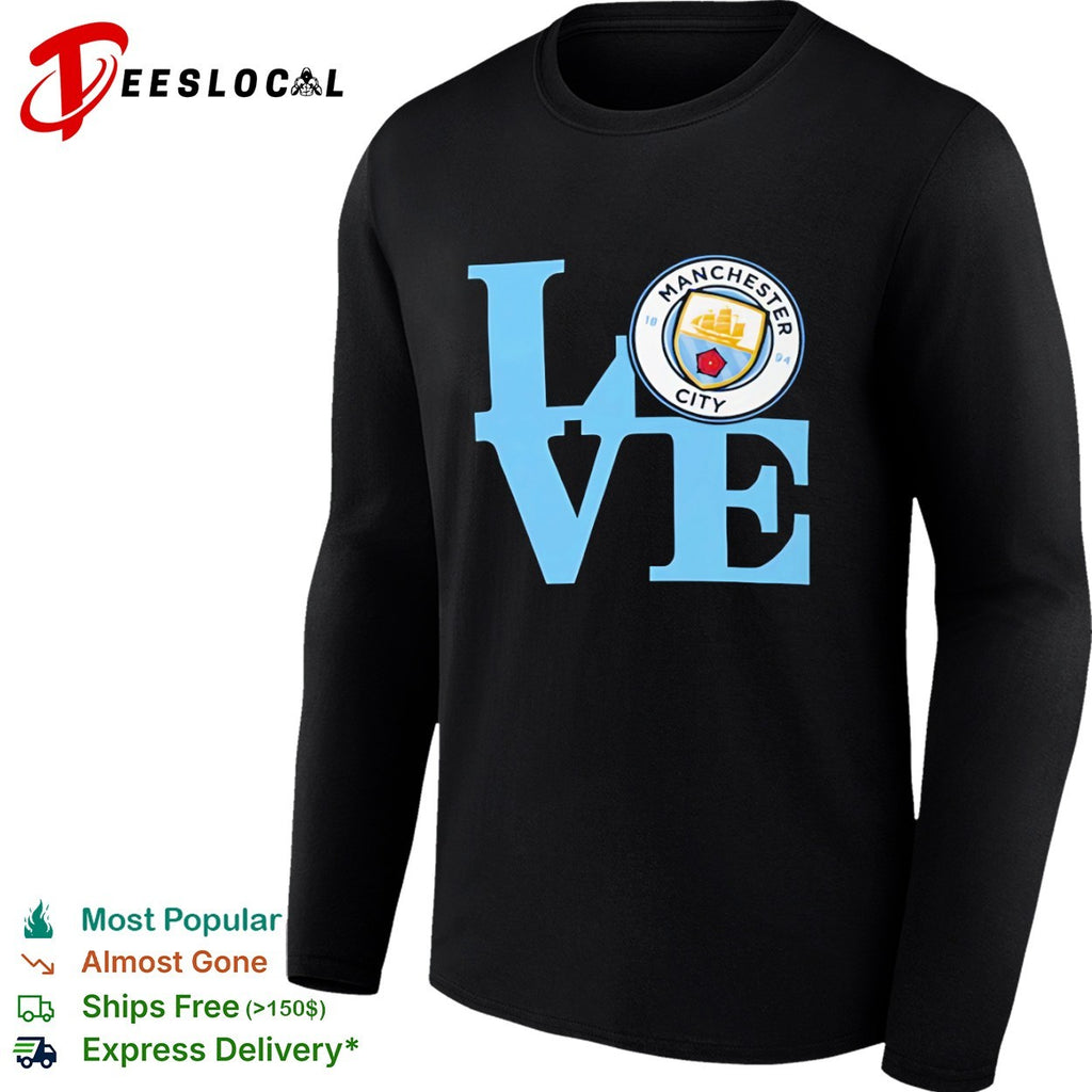 Manchester City LOVE Logo Soccer Fan Apparel Premier League Football Club shirt