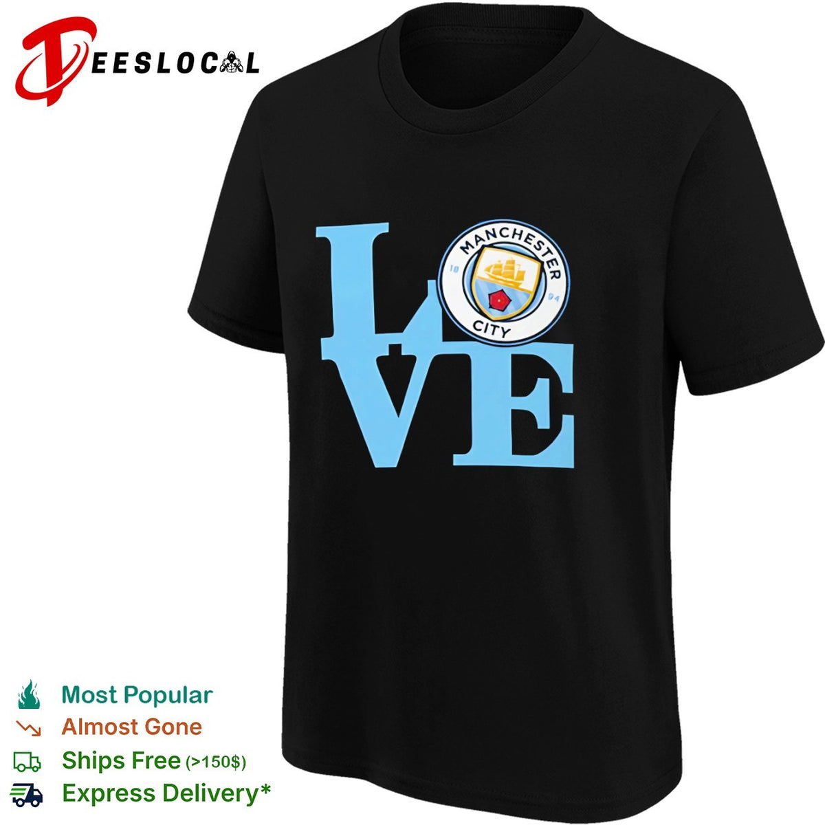 Manchester City LOVE Logo Soccer Fan Apparel Premier League Football Club shirt