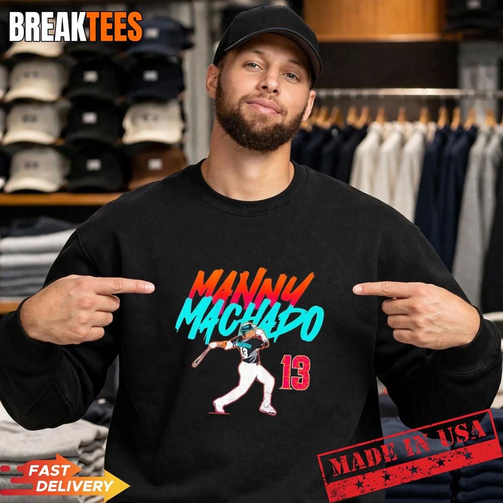 Manny Machado San Diego Padres Slugger Swing City Edition Baseball T-Shirt