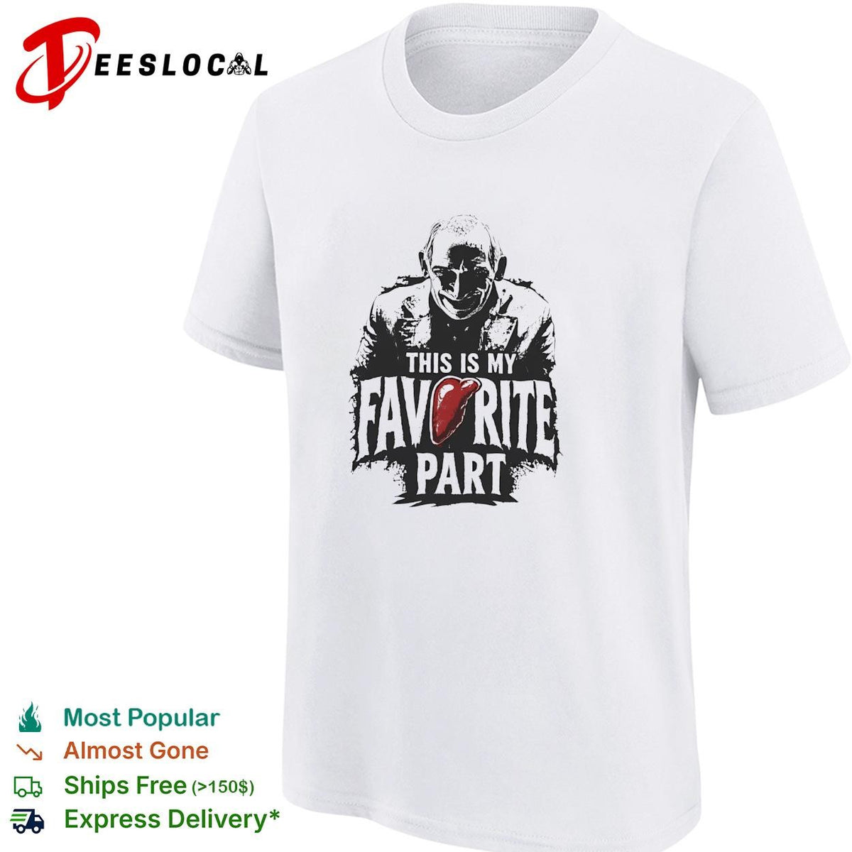 Masked slasher villain favorite part horror quote text shirt